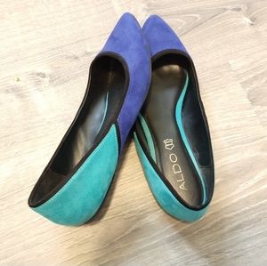 Aldo Colorblocked Suede Leather Flats Size 8.5